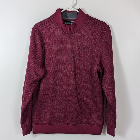 Under Armour Cold Gear 1/4 Zip Mock Neck Loose Fit Sweatshirt - Picture 1 of 6